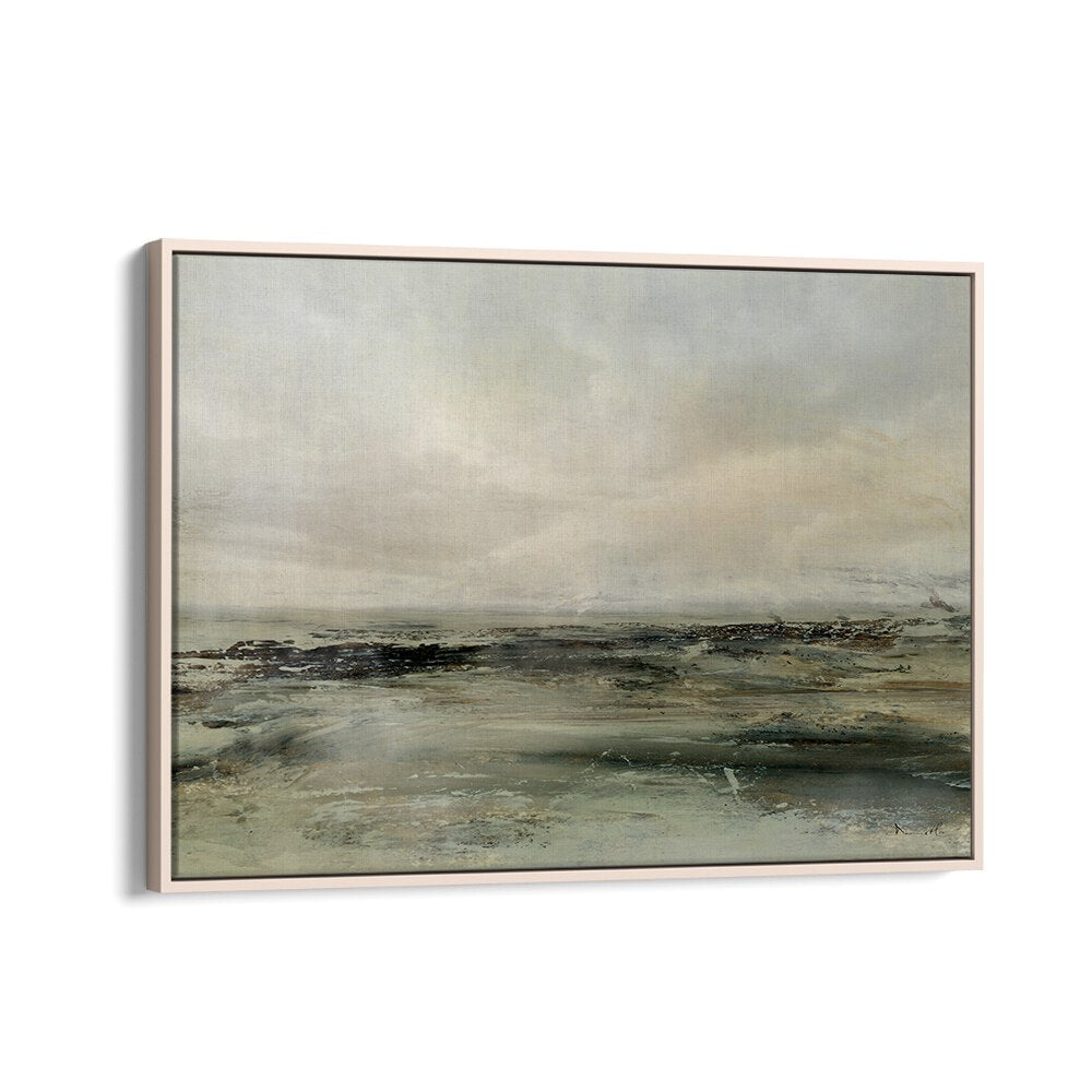 RUGGED, ABSTRACT PAINTINGS featuring a serene landscape with muted colors, perfect for modern home decor.
