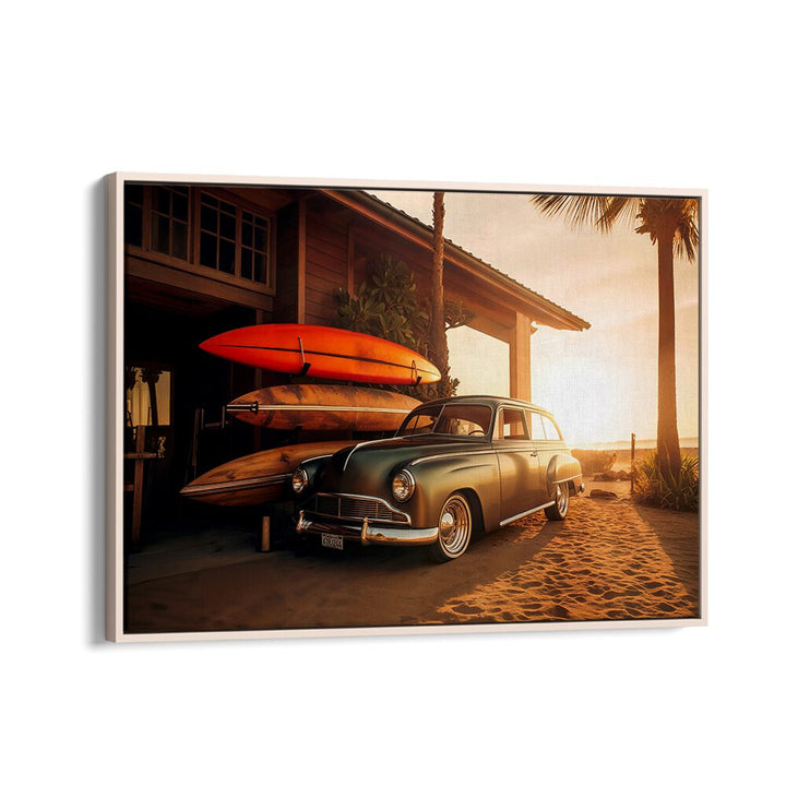 VINTAGE CAR SUNSET BEACH , CAR POSTERS