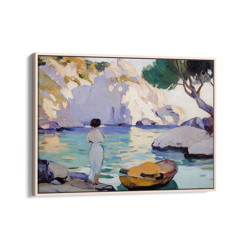 A serene artwork featuring a WOMAN IN A BOAT, perfect for adding elegance to your space.