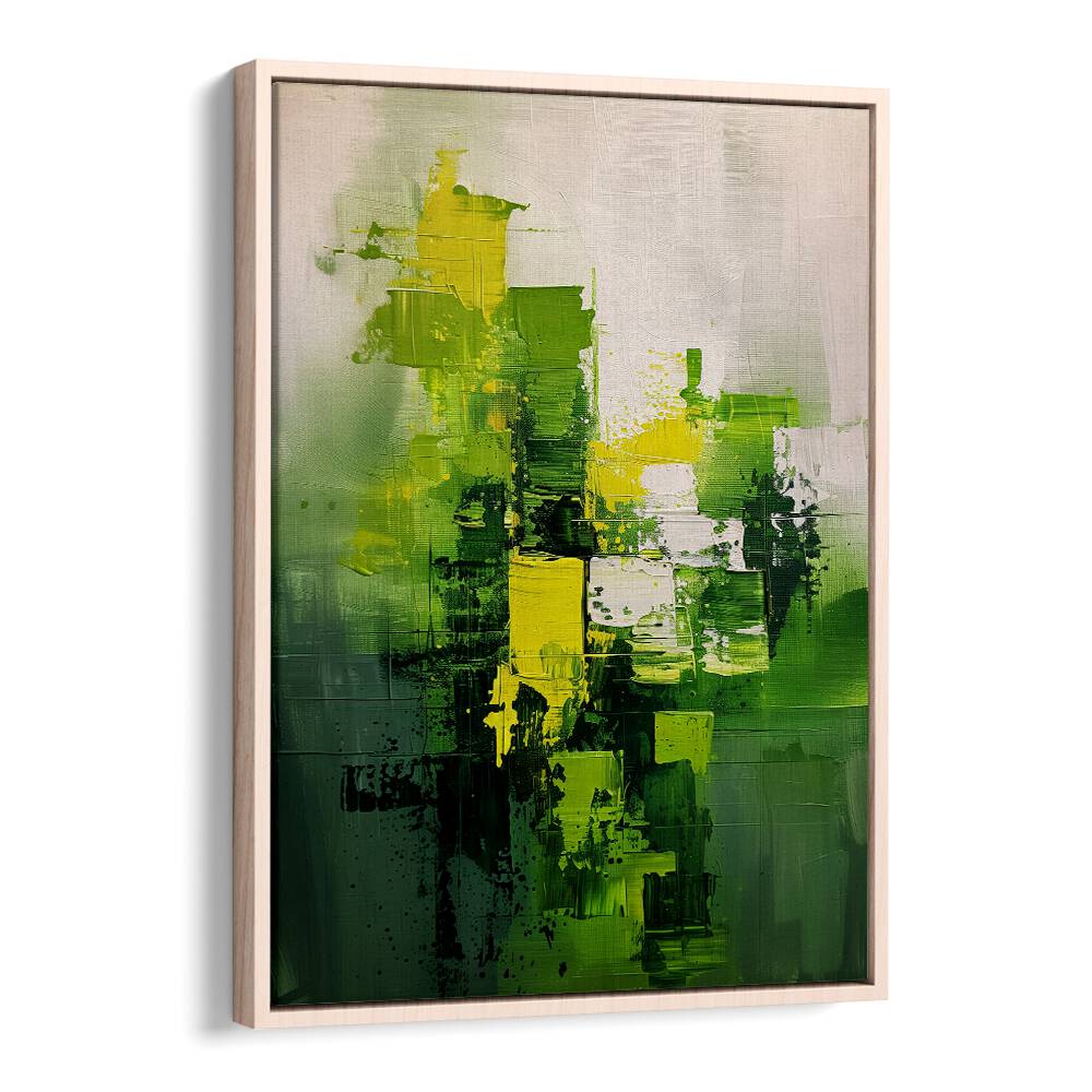 Vibrant abstract painting "CONTEMPORART - MATCHA I" showcases rich greens and yellows, perfect for modern decor.