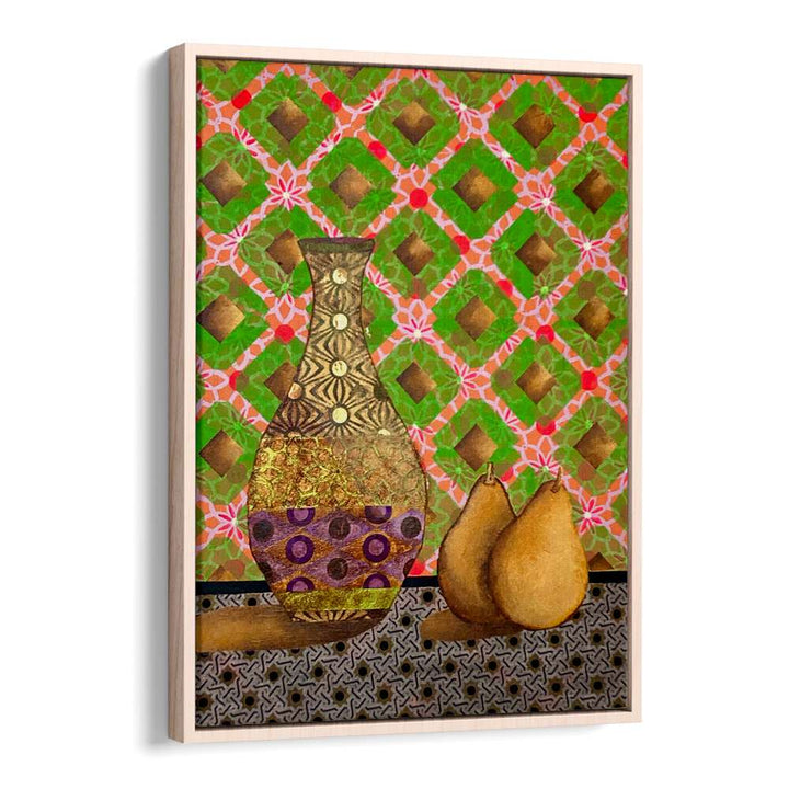 Vibrant AWAKENING HUES, KITCHEN POSTERS showcase a decorative vase and pears, enhancing your kitchen decor.