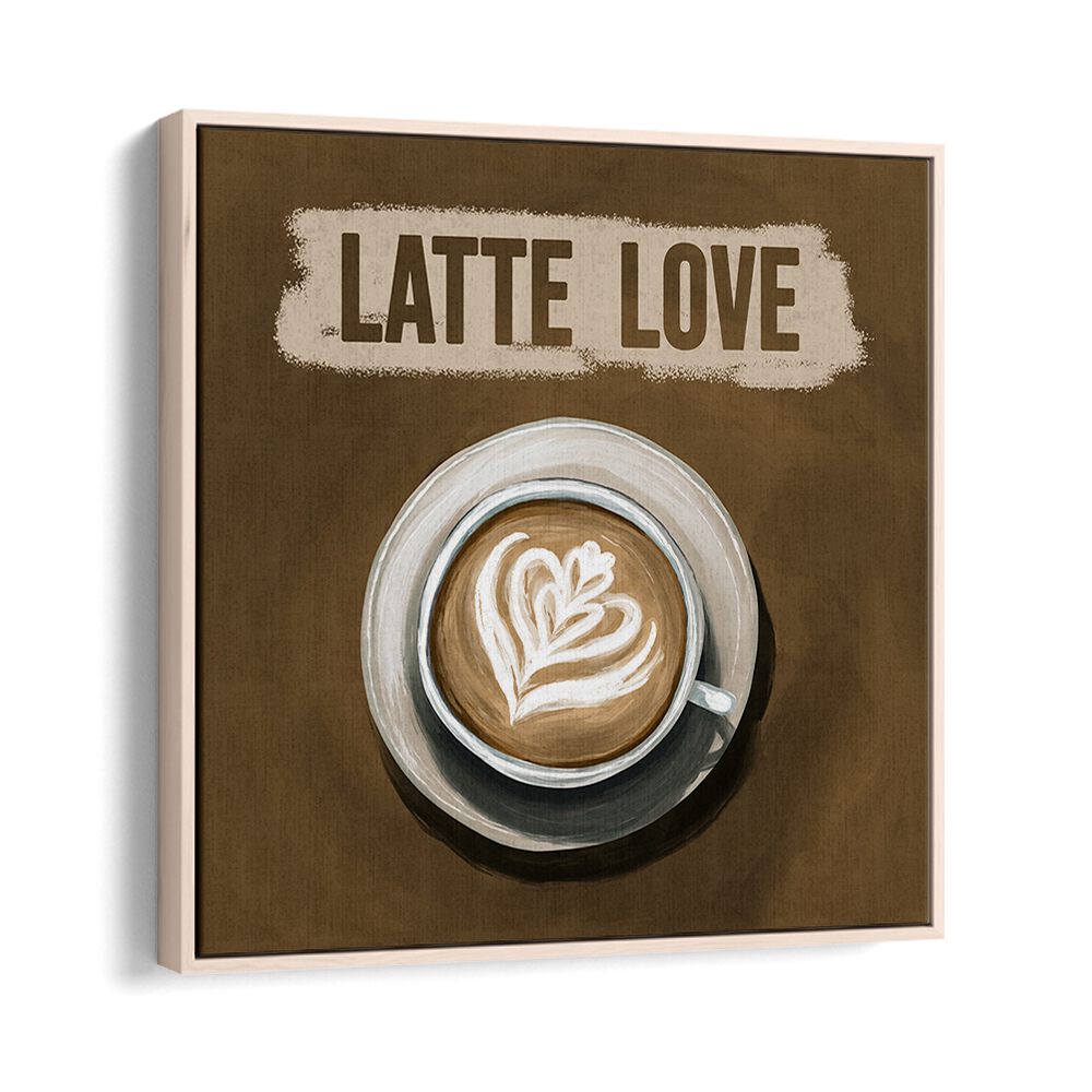 Stylish LATTE LOVE, BAR cafe art featuring a heart-shaped latte design in a beautiful frame. Perfect for coffee lovers!