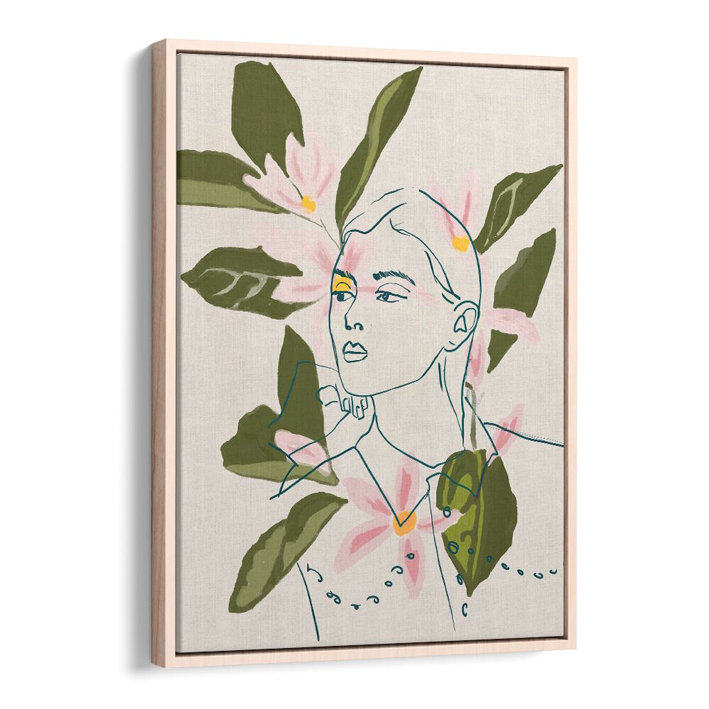 Delicate floral motifs intertwine with striking human forms in FLORAL REFLECTION, PORTRAITS by Oakwood.