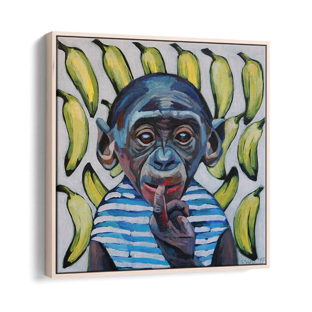 Vibrant BANANA CONTEMPLATION, COMIC POSTERS featuring a monkey amidst bananas, perfect for art lovers.