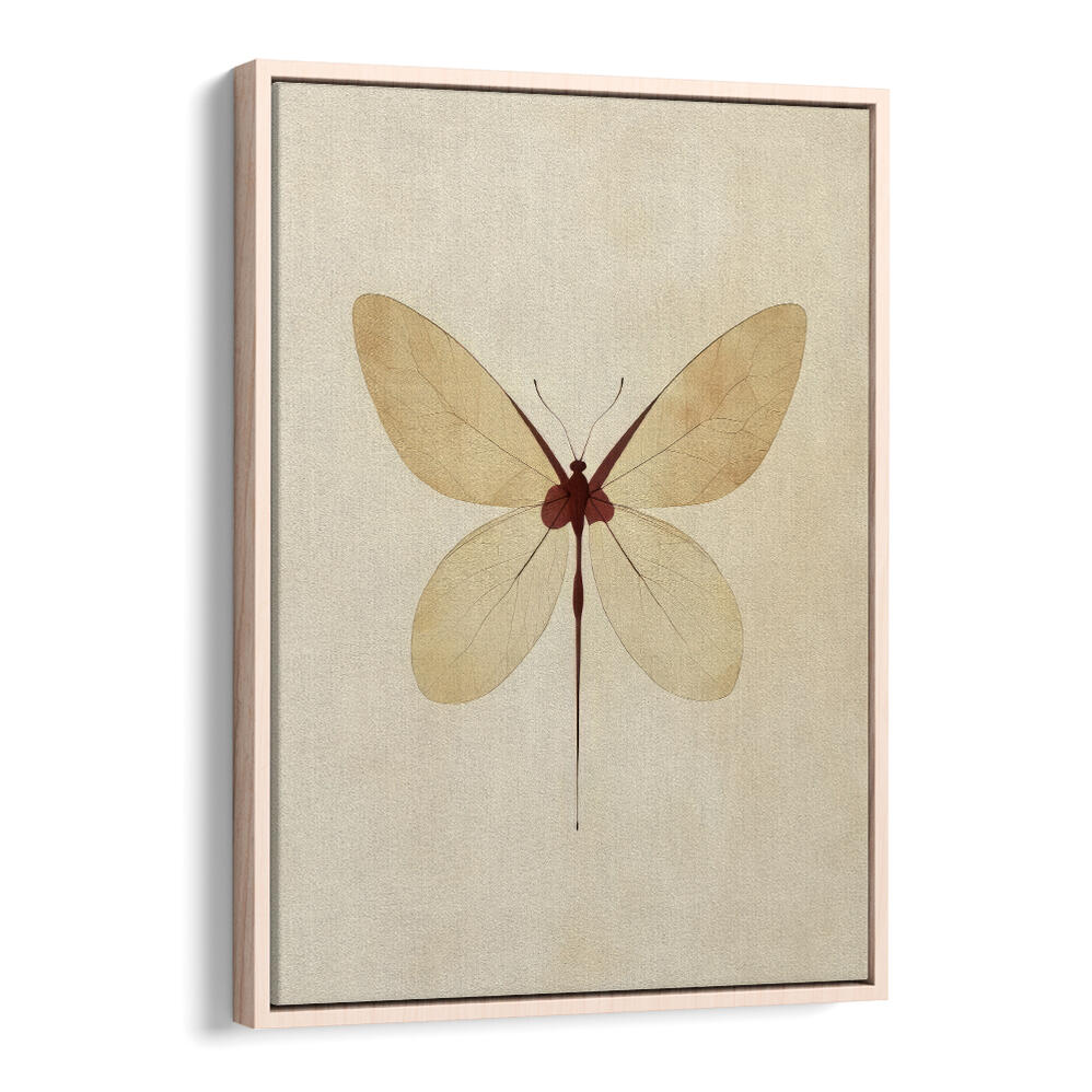 BEIGE BUTTERFLY WALL ART , FLORAL FLOWER PAINTINGS