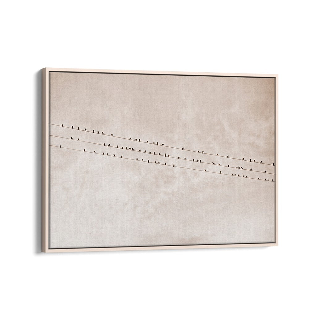 Discover serenity with BIRDS ON A WIRE BEIGE, ANIMAL PAINTINGS, capturing nature's beauty in elegant simplicity.