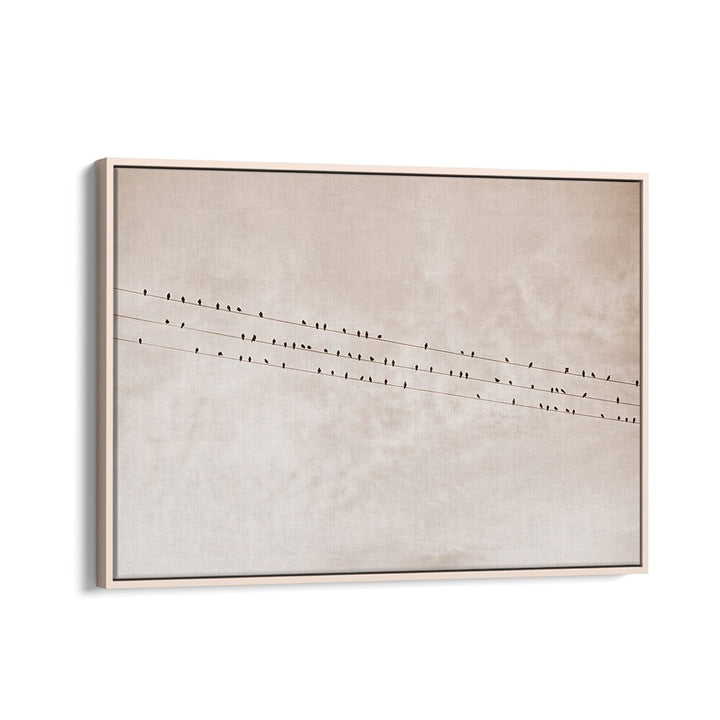 Discover serenity with BIRDS ON A WIRE BEIGE, ANIMAL PAINTINGS, capturing nature's beauty in elegant simplicity.