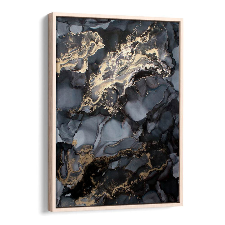Elegant BLACK STORM, ABSTRACT PAINTINGS featuring dark swirls and golden accents, perfect for modern decor.