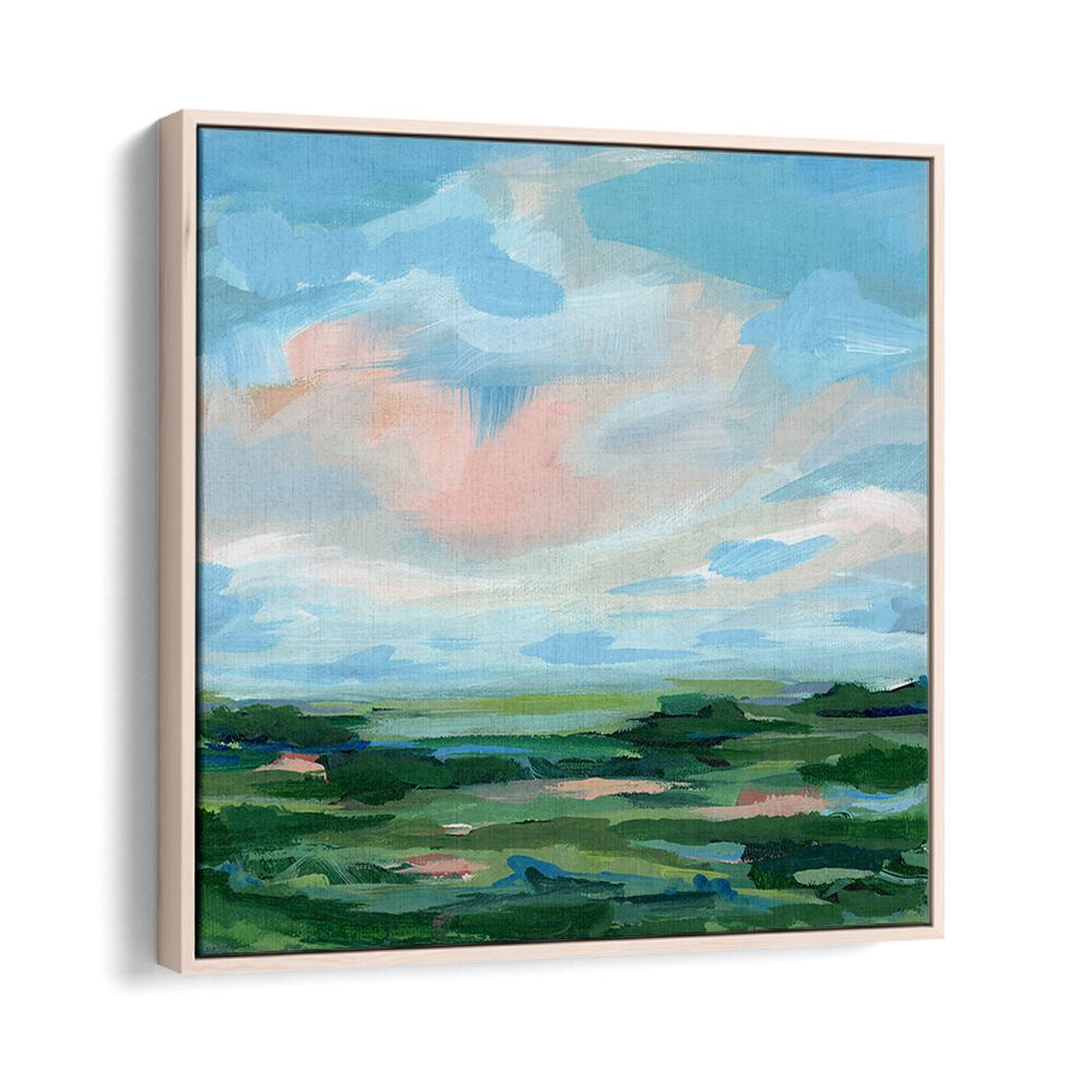Vibrant colors in the COME AWAY, ABSTRACT PAINTINGS evoke serene landscapes, perfect for enhancing any space.
