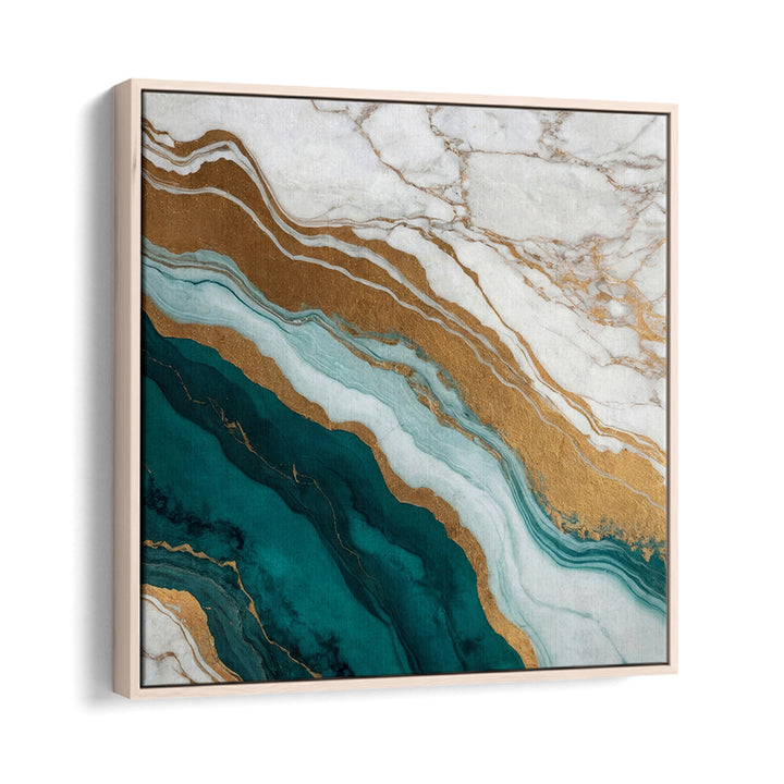 Golden Vein Waves, abstract paintings showcasing elegant gold and teal designs, perfect for modern decor.