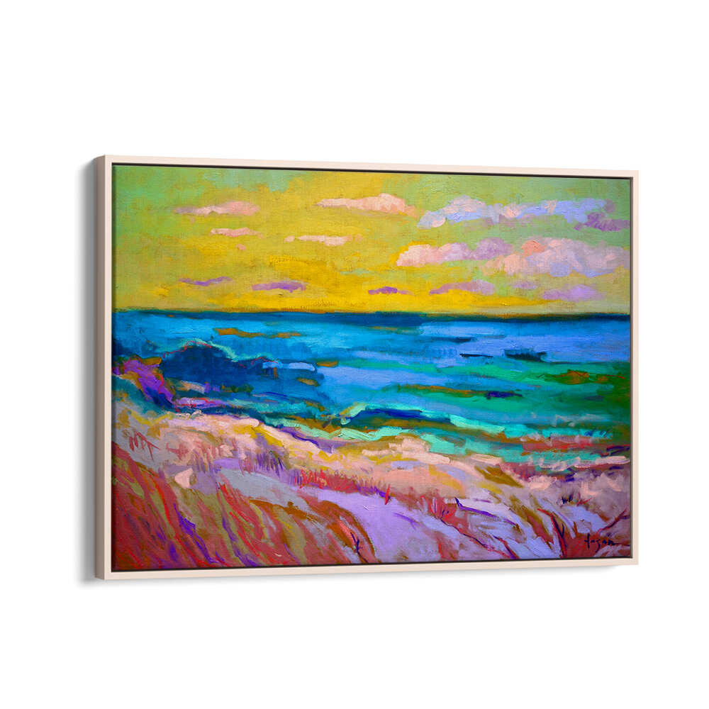Oakwood COASTAL  SUNSET , LANDSCAPE PAINTINGS vibrant dunes, turquoise sea and golden sunset sky