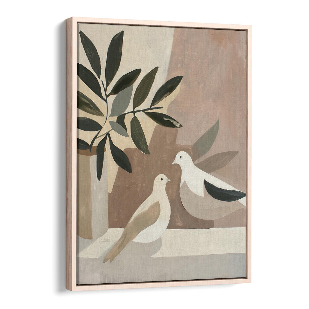 DOVES ON PATIO , BOHO ART PAINTINGS