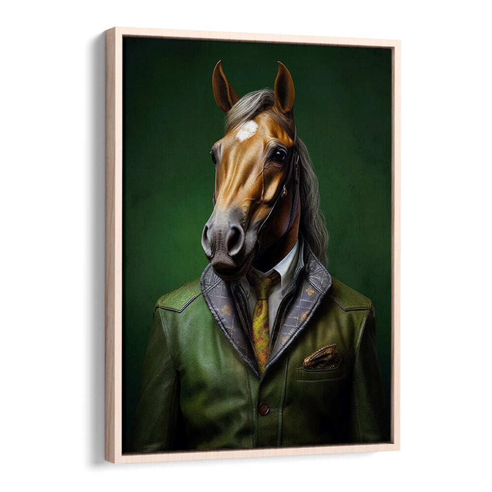 ELEGANT GREEN HORSE ANIMAL ART , ANIMAL PAINTINGS