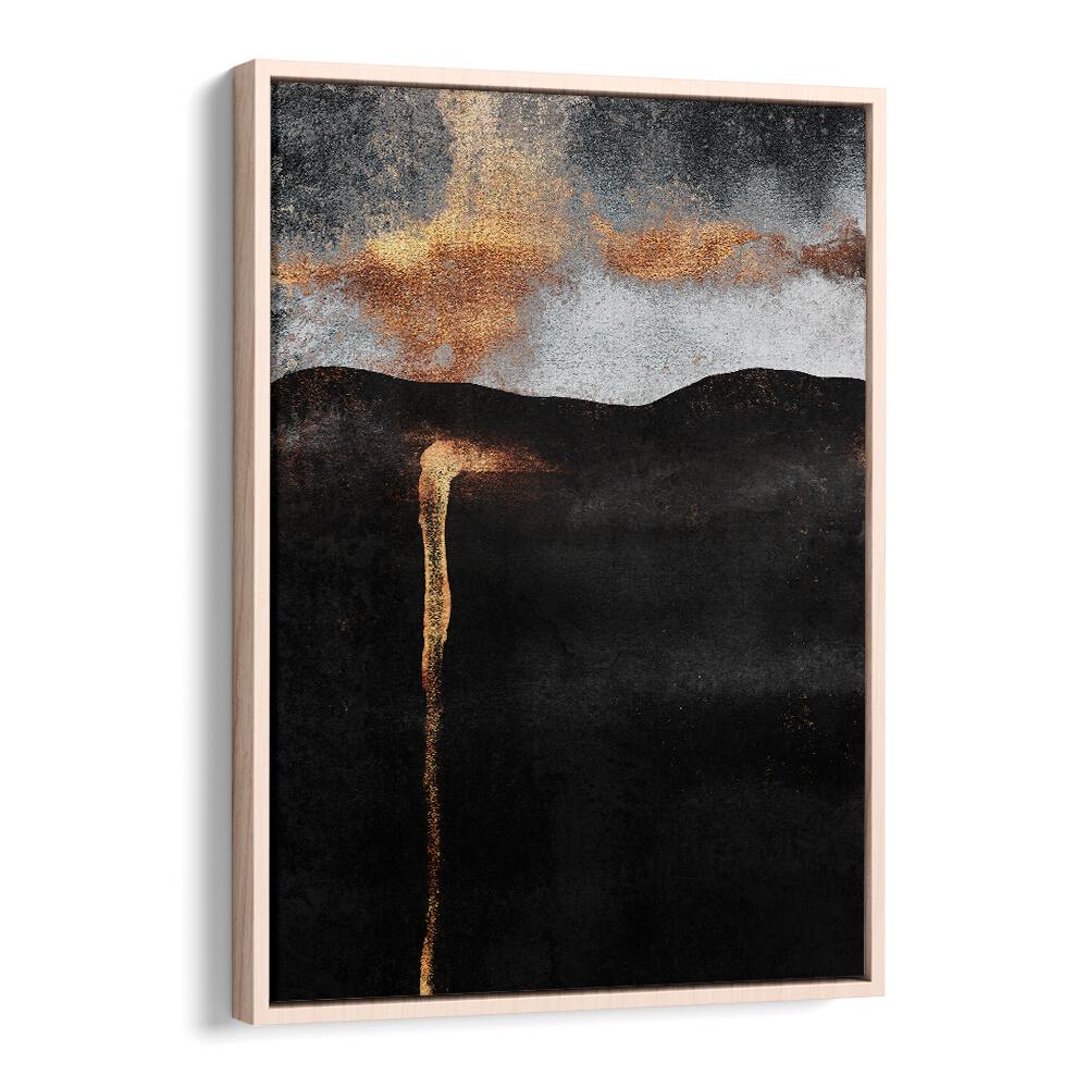 Elevate your decor with EMBER, ABSTRACT PAINTINGS featuring striking gold accents on a bold black canvas.