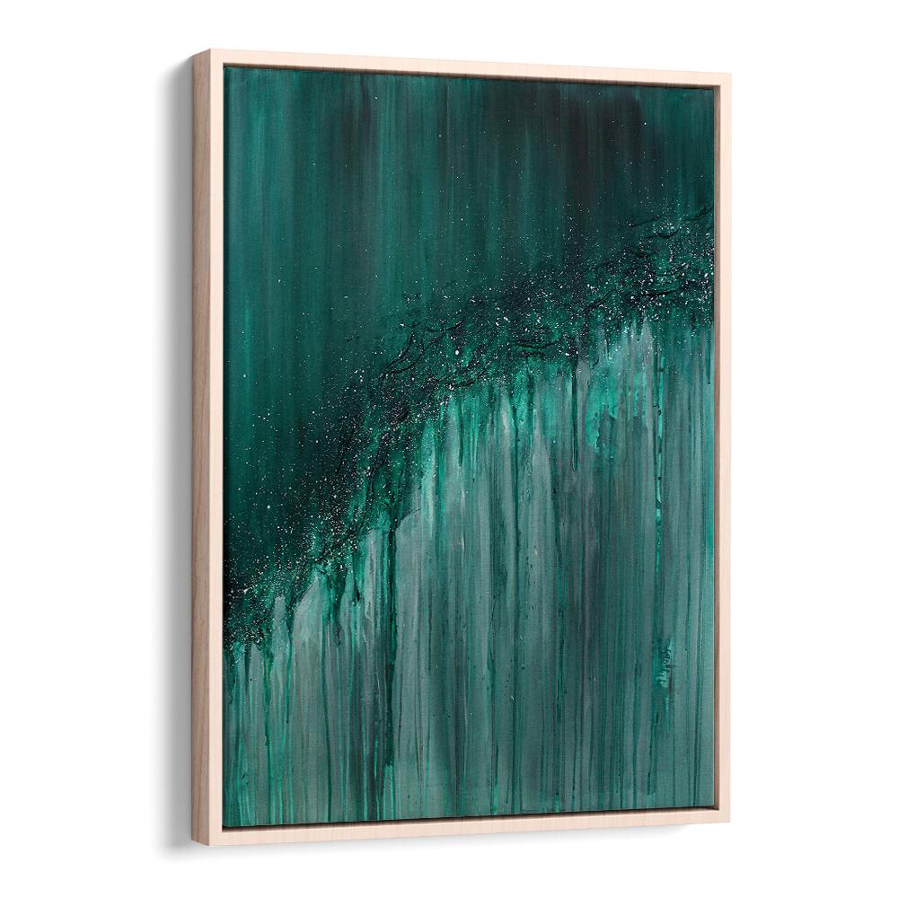Elegant hues of green blend in "SERENITY MEETS CHAOS, ABSTRACT PAINTINGS," perfect for modern decor.