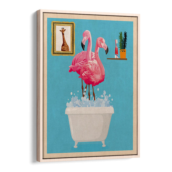 FLAMINGOS IN BATH , BATHROOM ART PRINTS