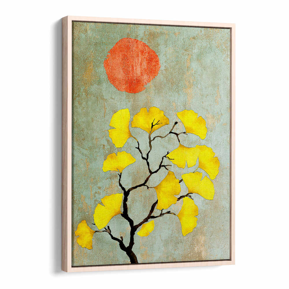 GINKO BILOBA AND SUN , FLORAL ,FLORAL FLOWER PAINTINGS