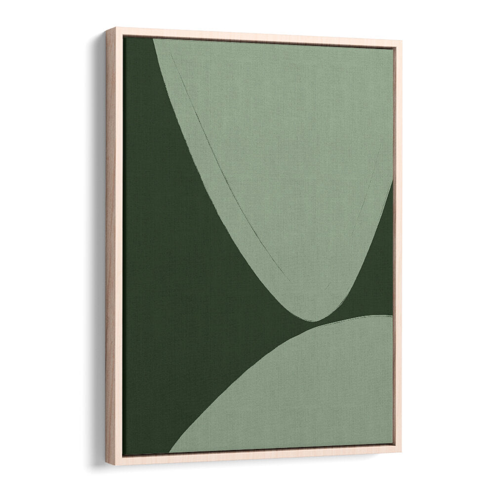 GREEN CURVED SHAPES , ABSTRACT PAINTINGS