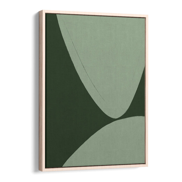 GREEN CURVED SHAPES , ABSTRACT PAINTINGS