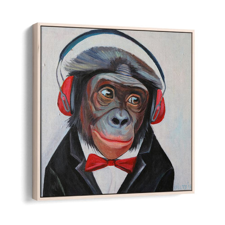 Stylish GROOVY PRIMATE TUNES, COMIC POSTERS featuring a monkey in headphones, perfect for comic art lovers.