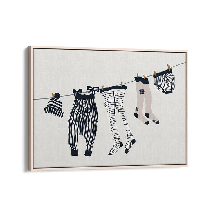 Colorful LAUNDRY ROOM , KIDS ROOM PAINTINGS showcasing playful clothing, perfect for brightening your child’s space.