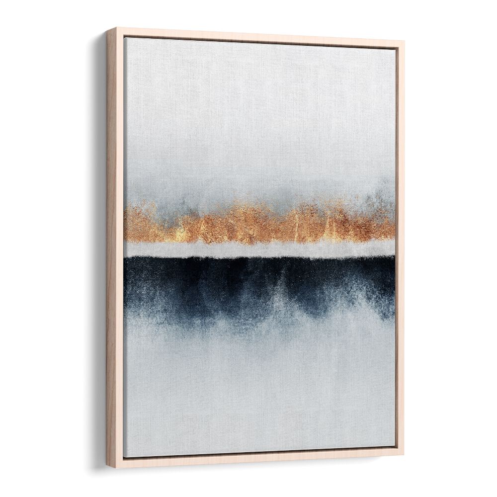 Elegant HORIZON, ABSTRACT PAINTINGS featuring a blend of gold, navy, and gray, perfect for modern decor.
