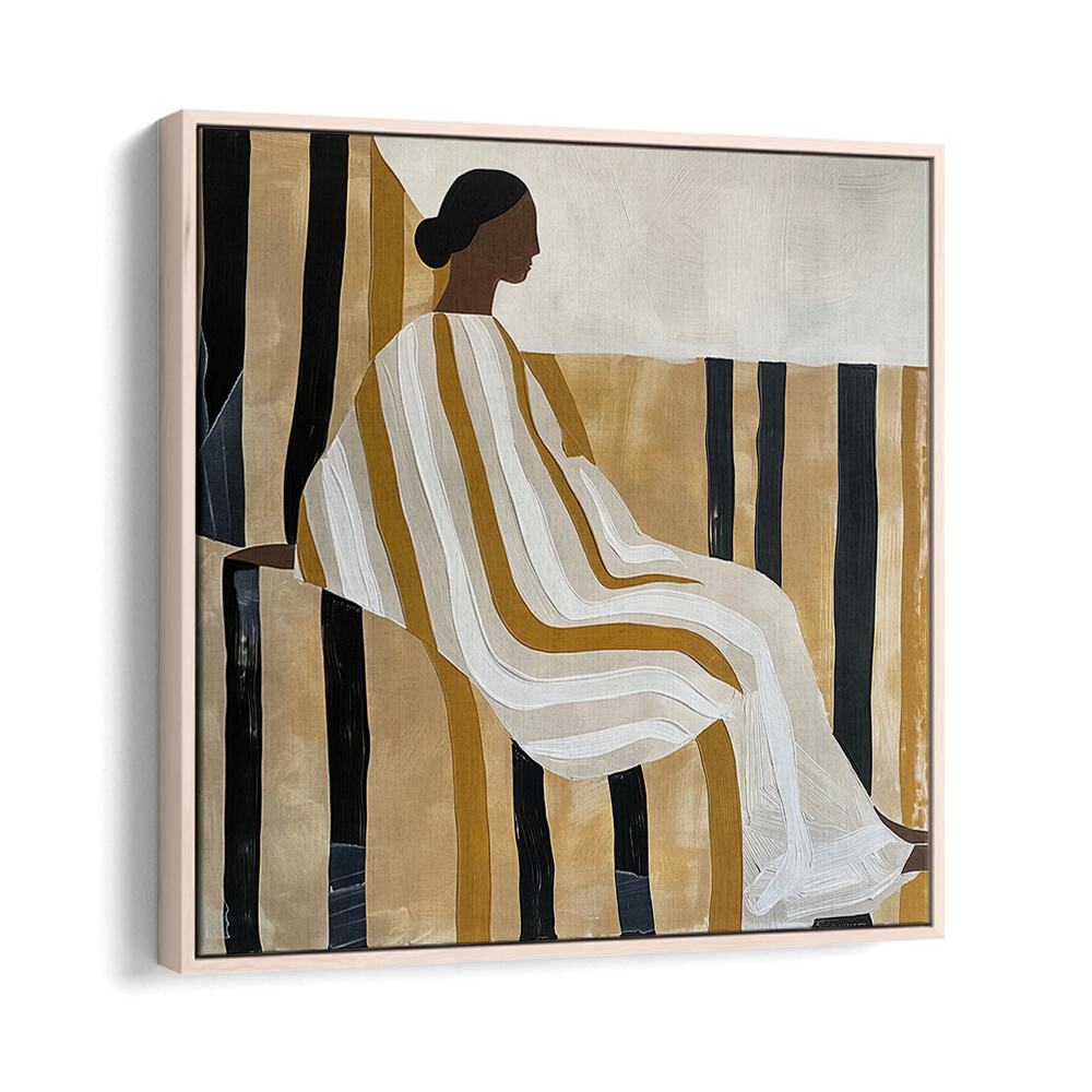 Elegant "LADY IN STRIPES, PORTRAITS" artwork showcasing a figure in striking stripes, perfect for modern decor.