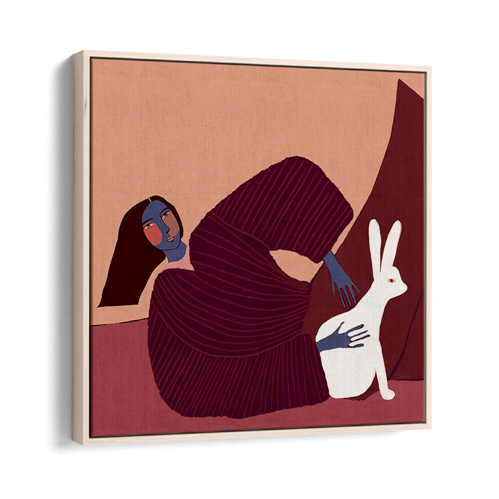 LADY AND RABBIT , PORTRAITS & FIGURATIVE ILLUSTRATIONS