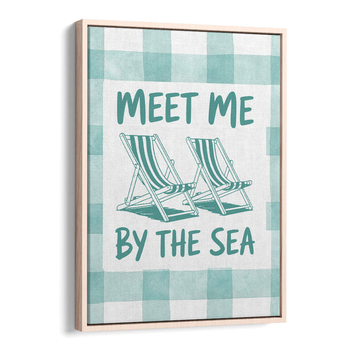 MEET ME BY THE SEA GREEN CHECKS , BEACH PAINTINGS