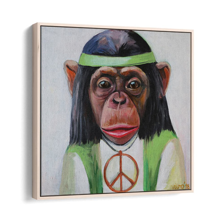 Vibrant artwork featuring a monkey in a peace sign, perfect for your collection of PEACEFUL PRIMATE VIBE, COMIC POSTERS.