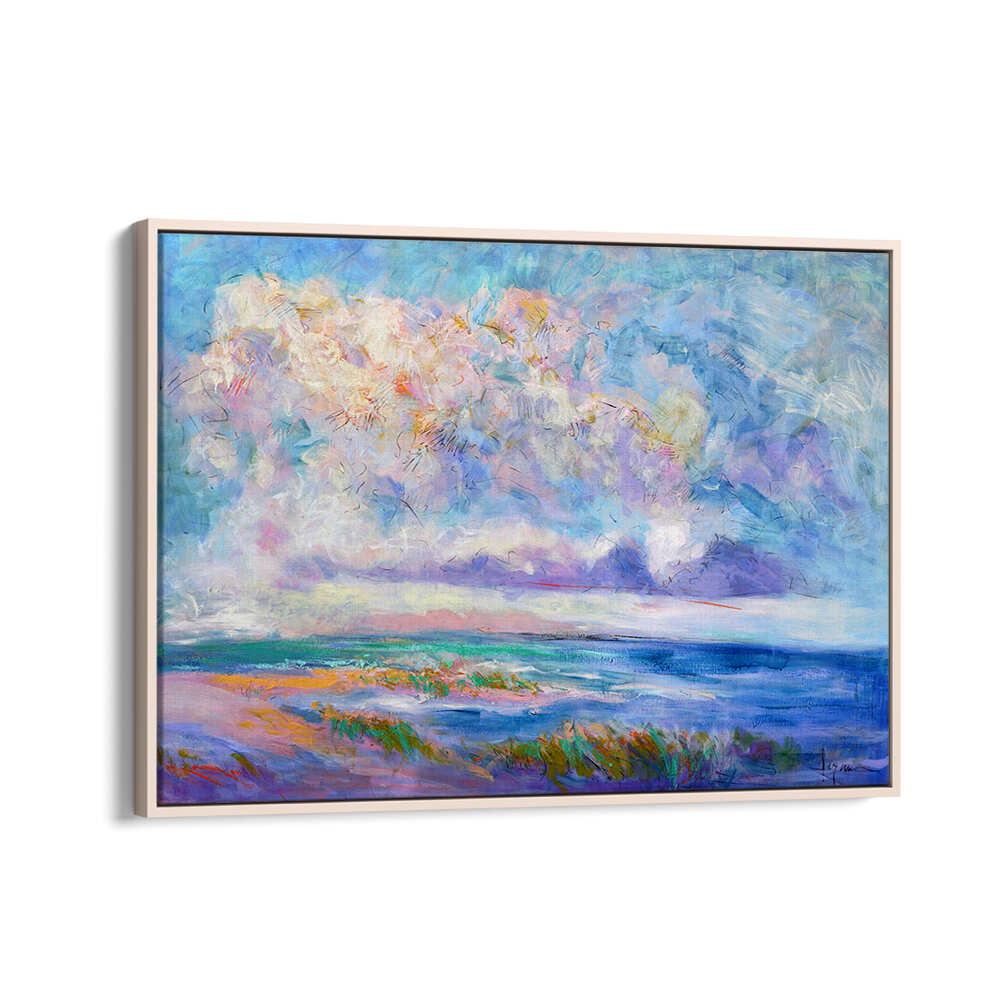 Oakwood Floater NATURE INSPIRED , LANDSCAPE PAINTINGS pastel coastal landscape with vibrant clouds, sea and sandy dunes