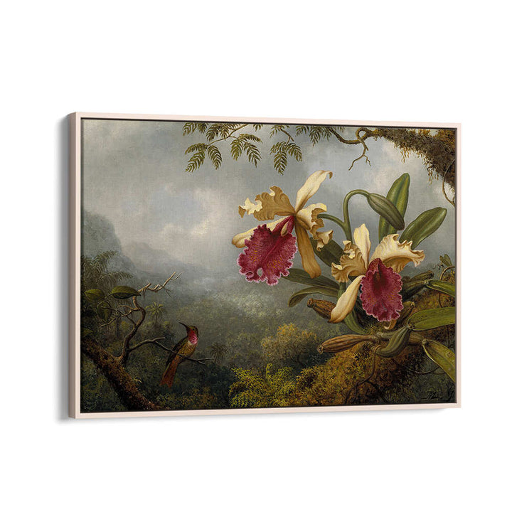 ORCHIDS AND HUMMINGBIRD , FLORAL FLOWER PAINTINGS