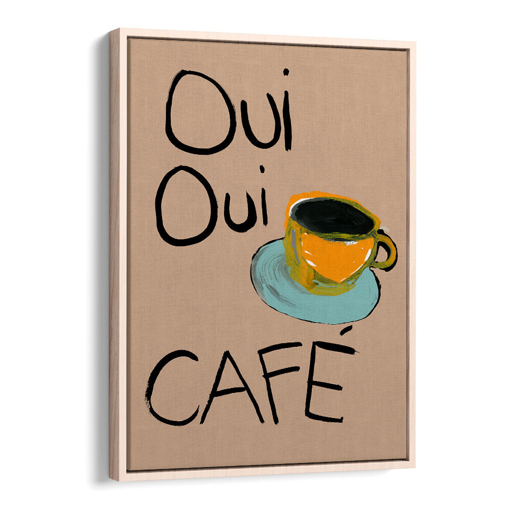 Captivating OUI OUI CAFÉ, BAR art piece featuring a vibrant coffee cup, perfect for enhancing your living space.