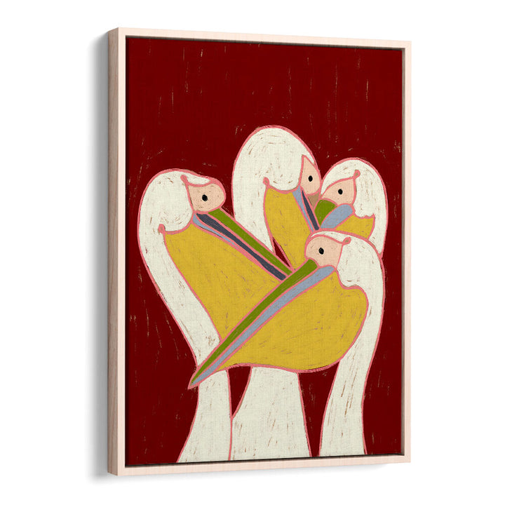 PELICANS OF THE BURGUNDY SKY  ,ANIMAL PAINTINGS