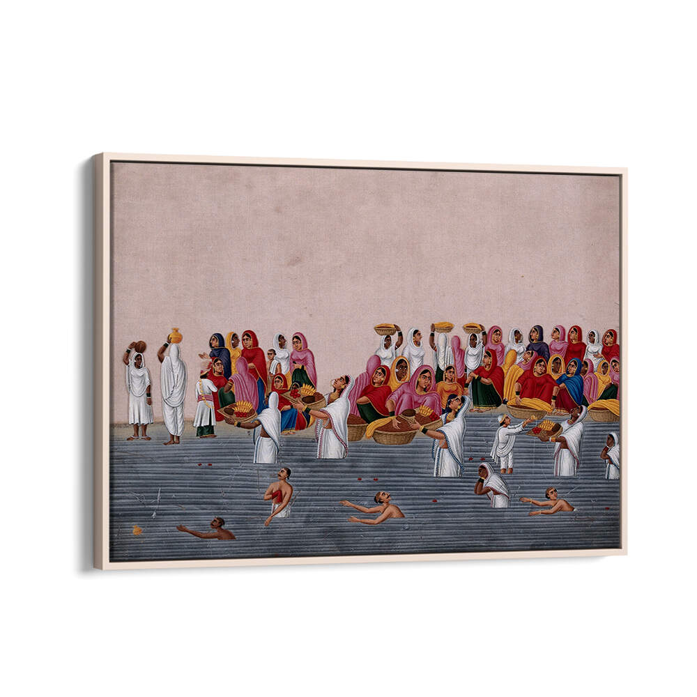 PEOPLE BATHING AND PRAYING IN RIVER GANGA