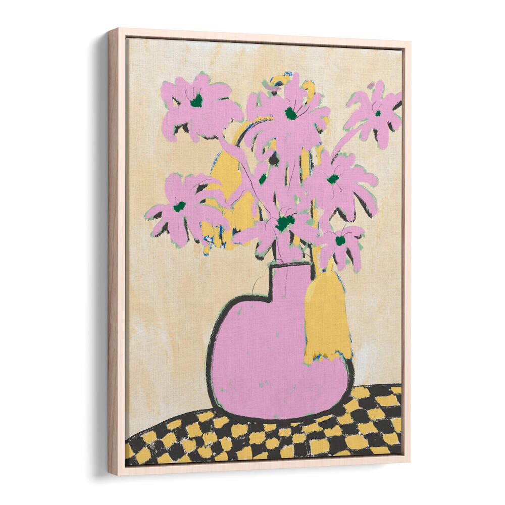 PINK FLOWERS IN A VASE , FLORAL FLOWER PAINTINGS