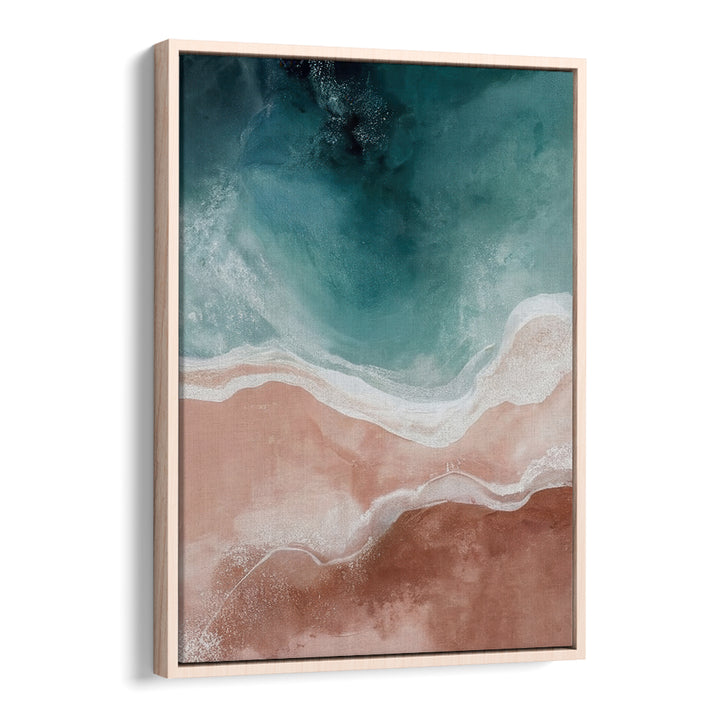Serene abstract painting, QUIET SANDS AND GENTLE WAVES, perfect for enhancing calm coastal home decor.