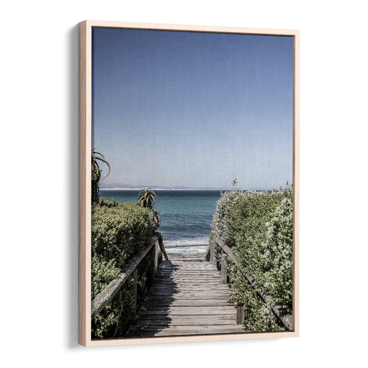 Oakwood SEASIDE TRANQUILITY , BEACH PAINTINGS: framed art of wooden boardwalk through dunes to calm blue ocean