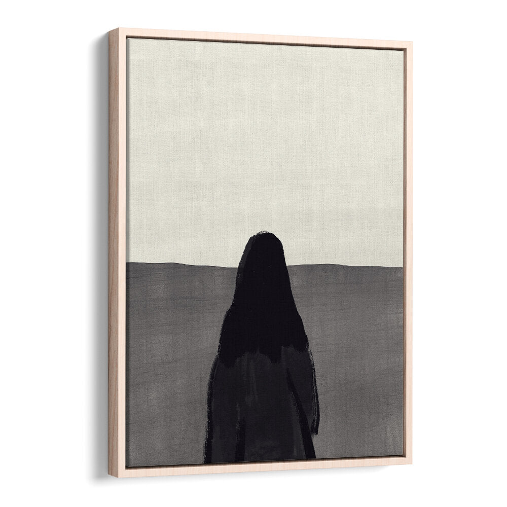 STANDING AGAINST A SERENE , ABSTRACT PAINTINGS