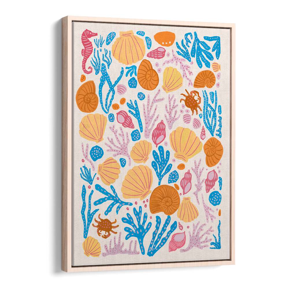 Bright and colorful sea critters adorn a white background in these vibrant beach paintings, perfect for ocean lovers.