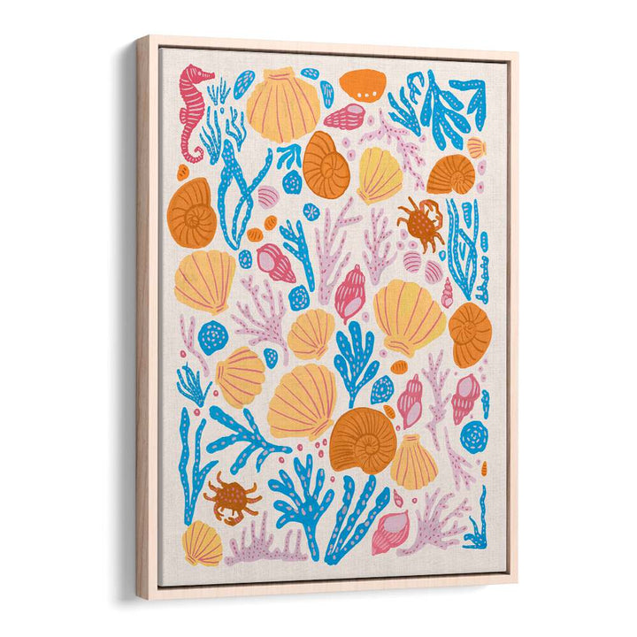Bright and colorful sea critters adorn a white background in these vibrant beach paintings, perfect for ocean lovers.