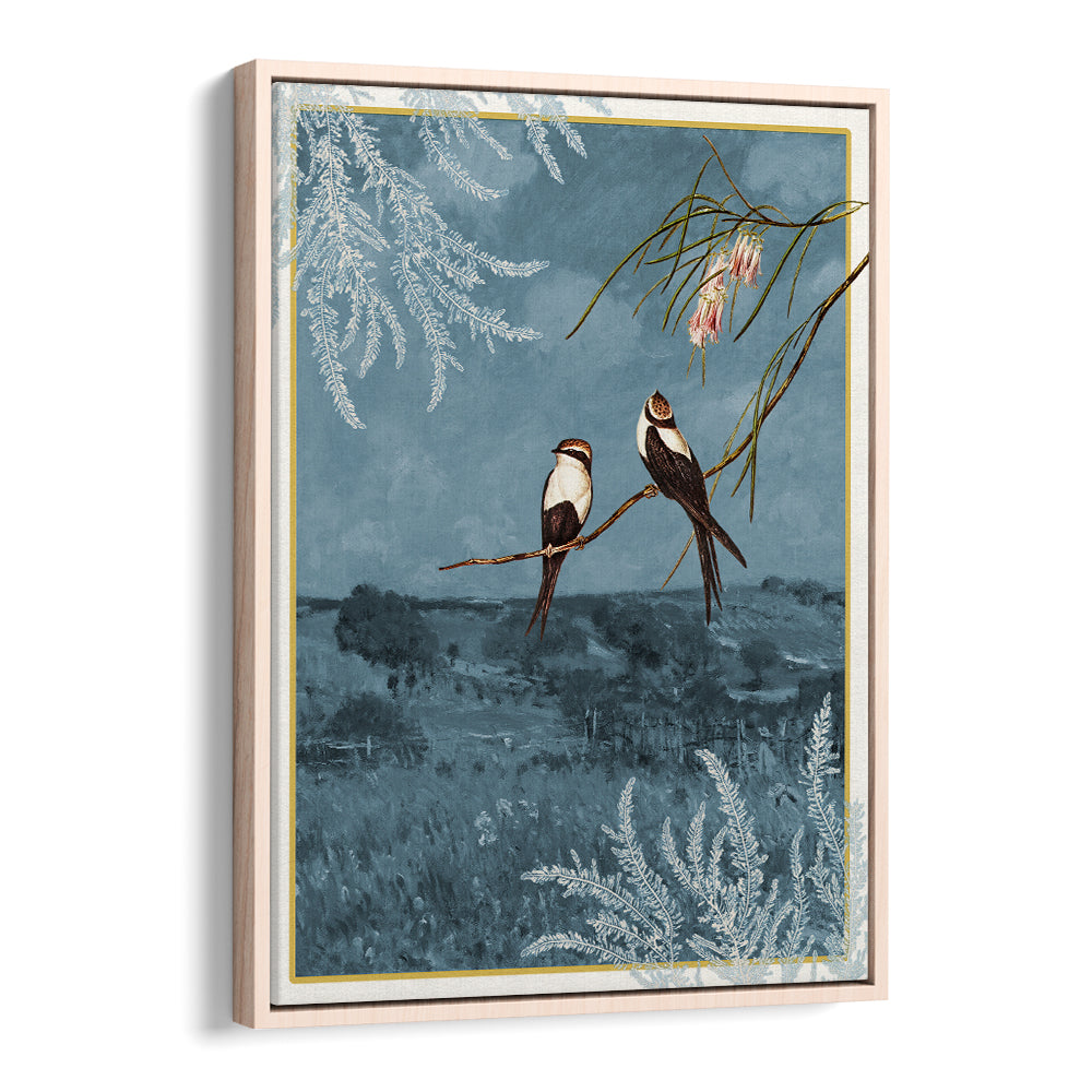 SWALLOWS IN BLUE LANDSCAPE
