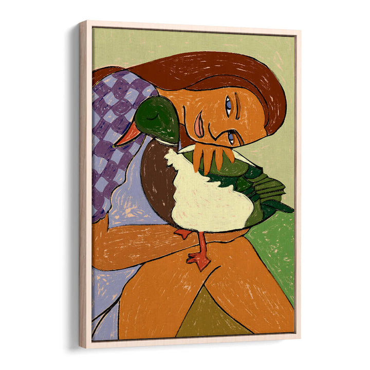 THE GIRL AND THE GREEN-HEADED GOOSE , PORTRAITS & FIGURATIVE ILLUSTRATIONS