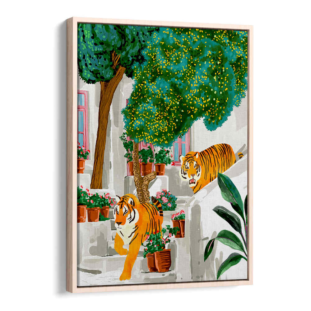 TIGERS IN GREECE , ANIMAL PAINTINGS