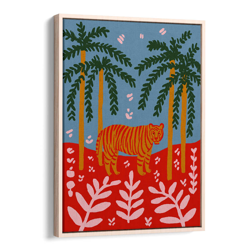 TIGER UNDER PALMS , ANIMAL PAINTINGS