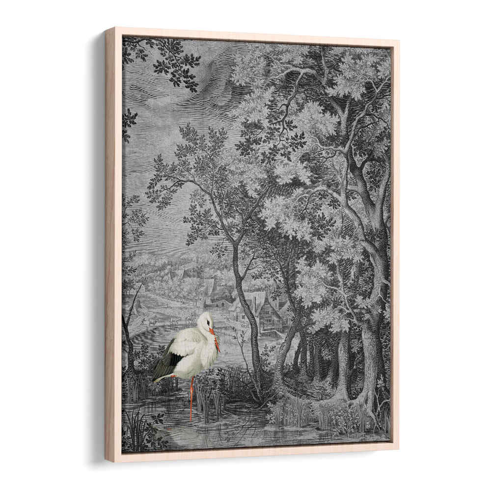 LANDSCAPE WITH STORK , ANIMAL PAINTINGS