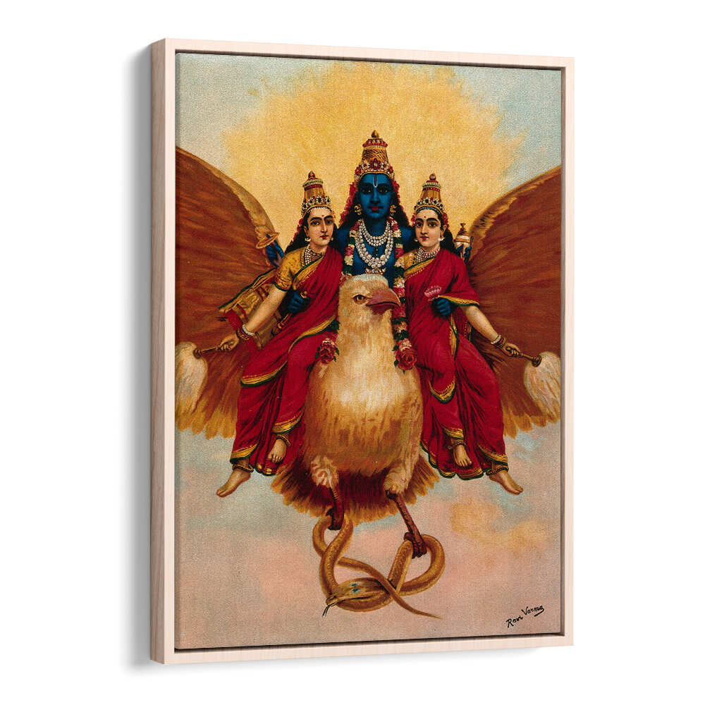 VISHNU ACCOMPANIED BY HIS WIVES RIDING ON GARUDA