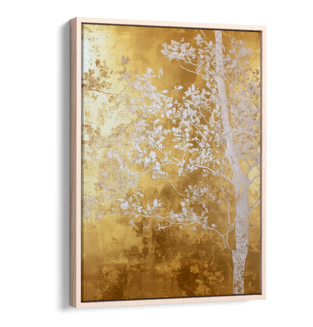 WHITE AND GOLD NATURE LANDSCAPE III , FLORAL FLOWER PAINTINGS