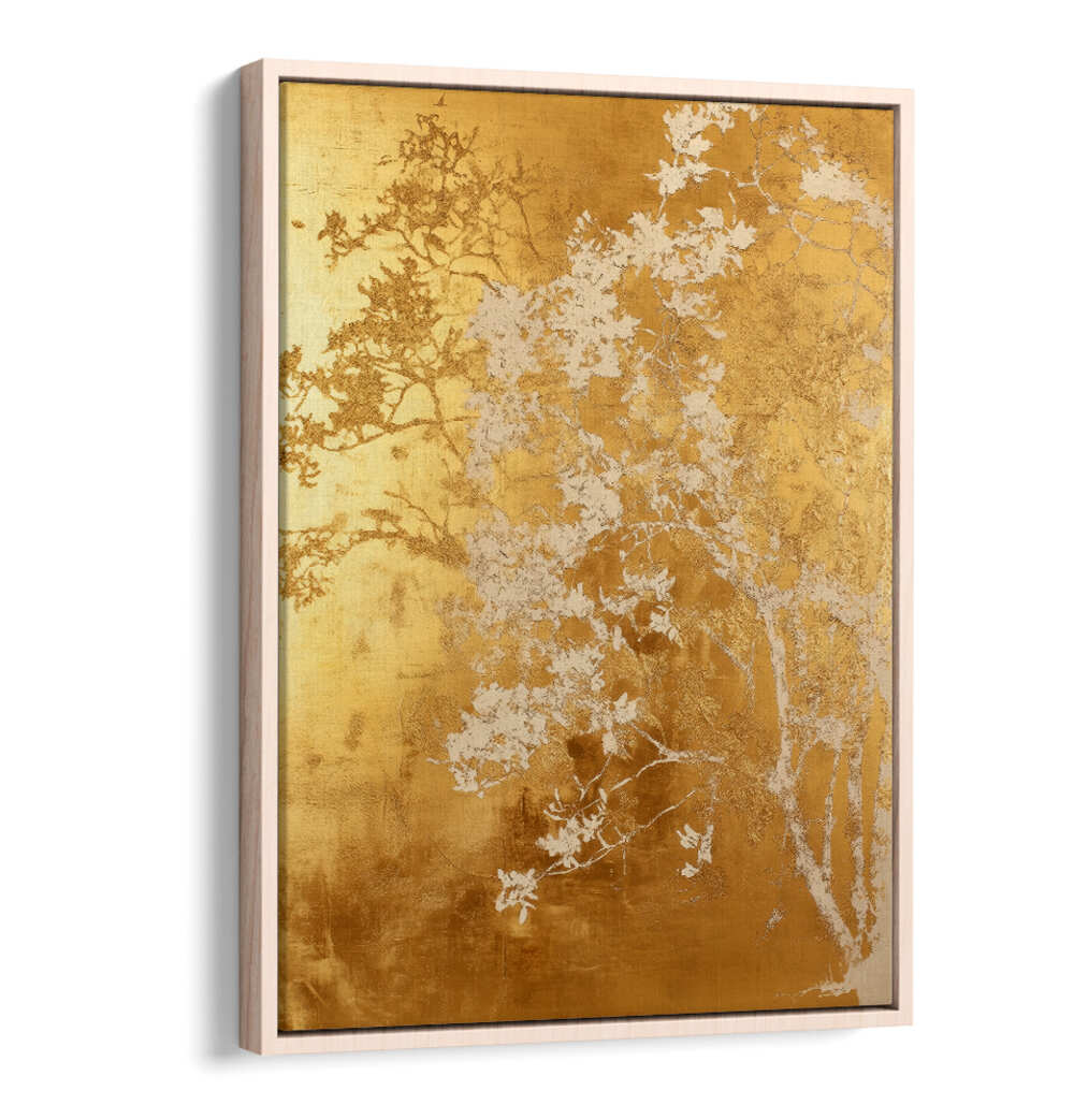 WHITE AND GOLD NATURE LANDSCAPE II , FLORAL FLOWER PAINTINGS
