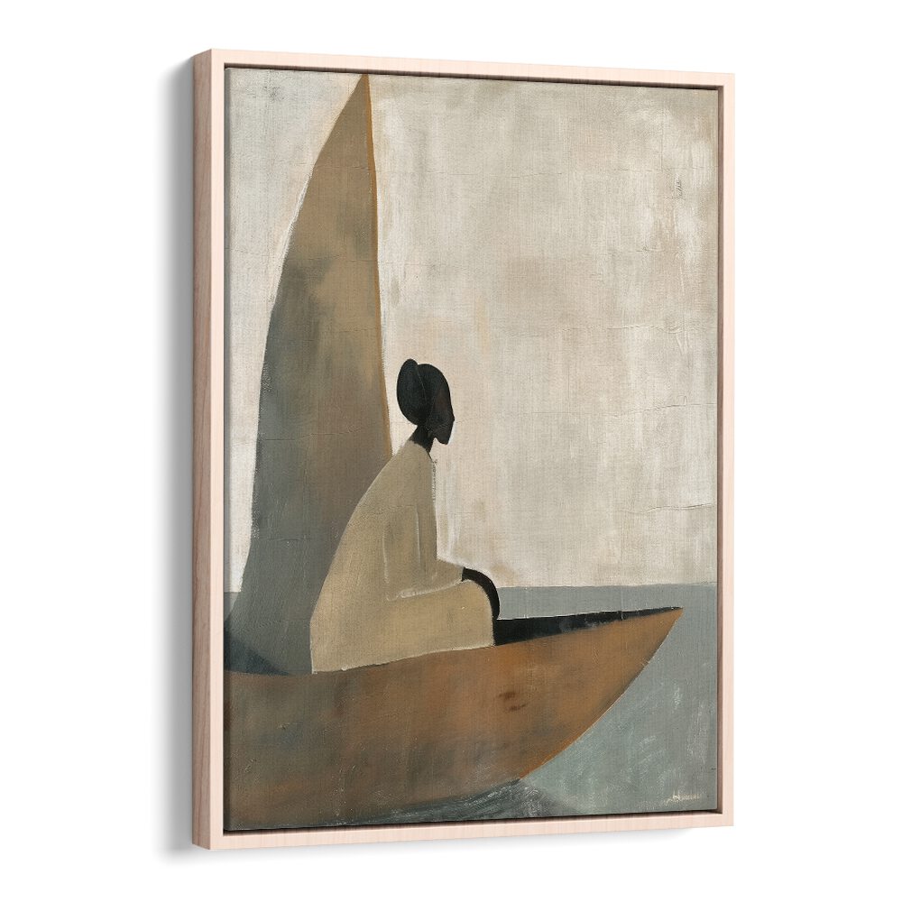 Elegant woman on boat, portraits showcasing serene beauty, perfect for home decor at Oakwood Floater.